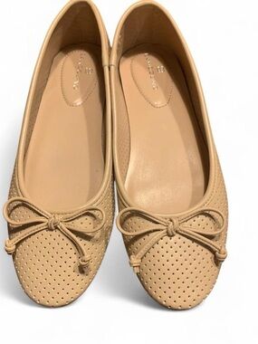 Bandolino Nude Perforated Bow Ballet Flats